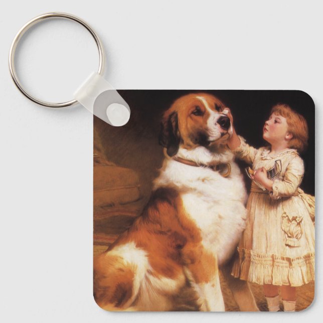 Trust by Charles Burton Barber, Saint Bernard Dog Key Ring (Front)