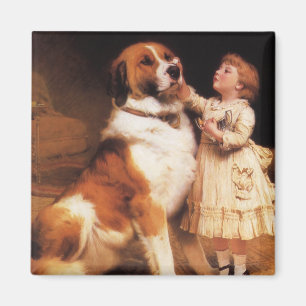 Trust by Charles Burton Barber, Saint Bernard Dog Magnet