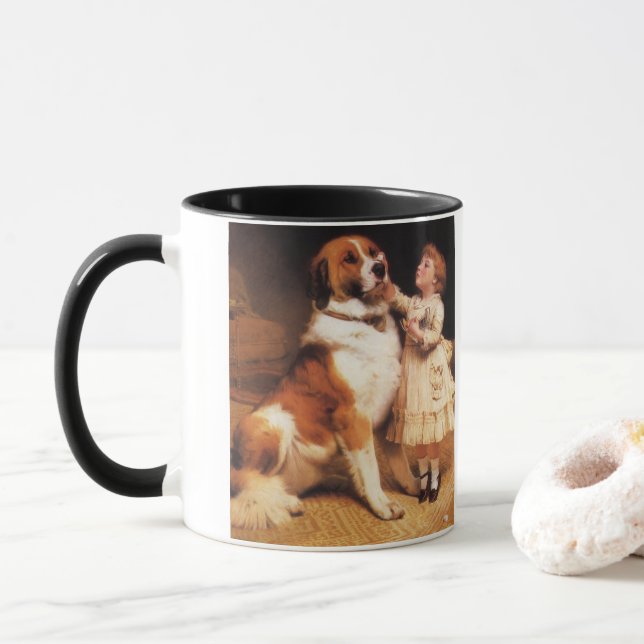 Trust by Charles Burton Barber, Saint Bernard Dog Mug (With Donut)