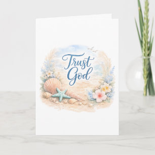 "Trust God" Coastal Beach Watercolor Christian Card