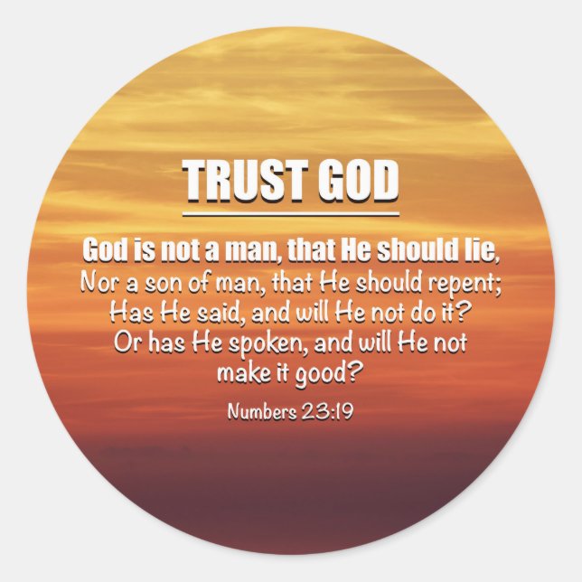 TRUST GOD Inspirational Christian Scripture Classic Round Sticker (Front)