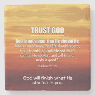 TRUST GOD Numbers 23:19 Christian Inspirational Stone Coaster