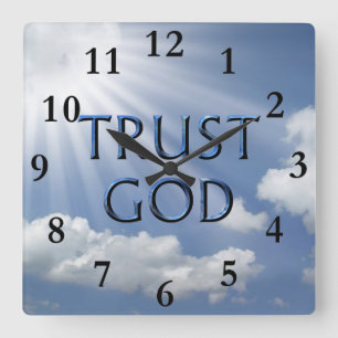 TRUST GOD SQUARE WALL CLOCK
