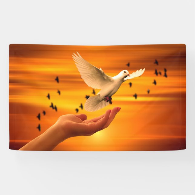 Trust God with Dove in Hand Banner (Horizontal)