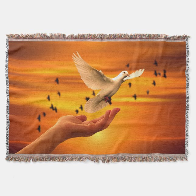 Trust God with Dove in Hand Throw Blanket (Front)