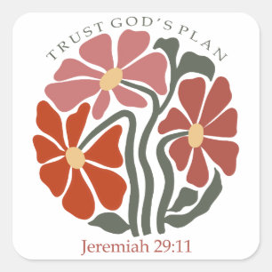 Trust gods plan Bible Verse Wildflower Square Sticker