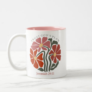 Trust gods plan Bible Verse Wildflower Two-Tone Coffee Mug