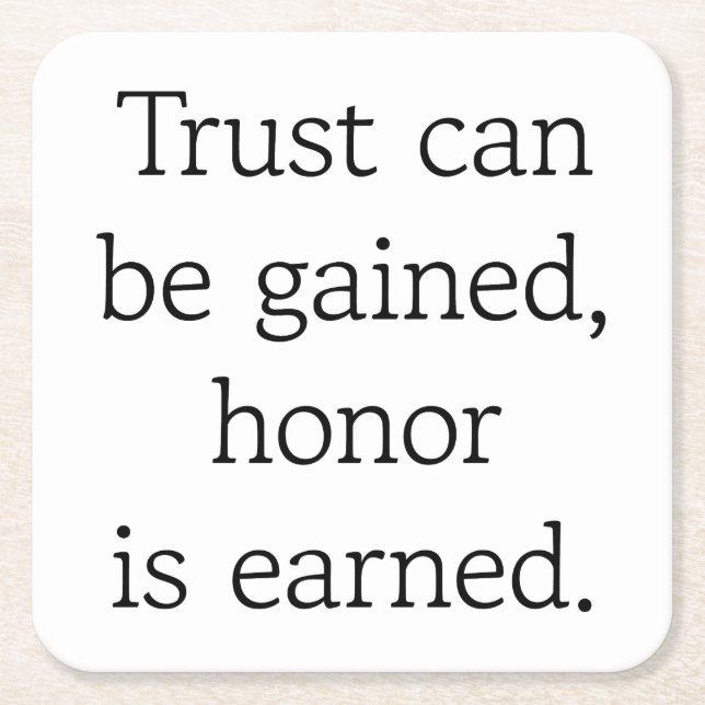 Trust & Honour Paper Coaster (Front)