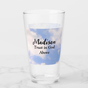 Trust in God Blue Sky Custom Name Inspirational Glass