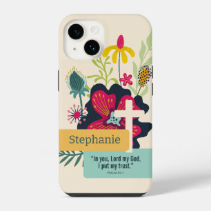 Trust in God Colourful Bold Abstract Floral iPhone 14 Case