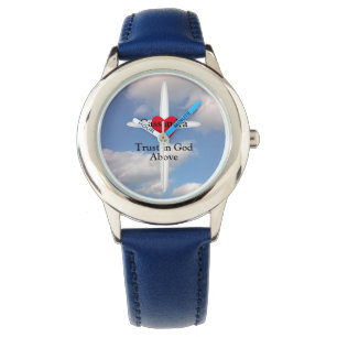 Trust in God Cross in Sky With  Personalised Name Watch