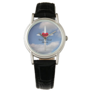 Trust in God Cross in Sky With  Personalised Name  Watch