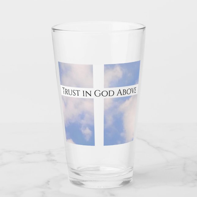 Trust in God Cross White and Blue Easter Glass (Front)