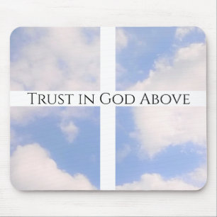 Trust in God Cross White and Blue Easter Mouse Pad