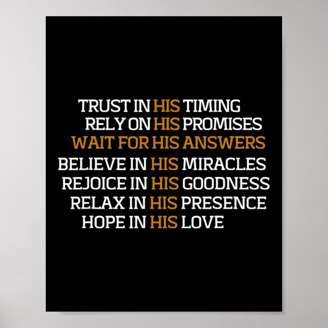 Trust In His Timing - Christian Easter Christmas  Poster (Front)