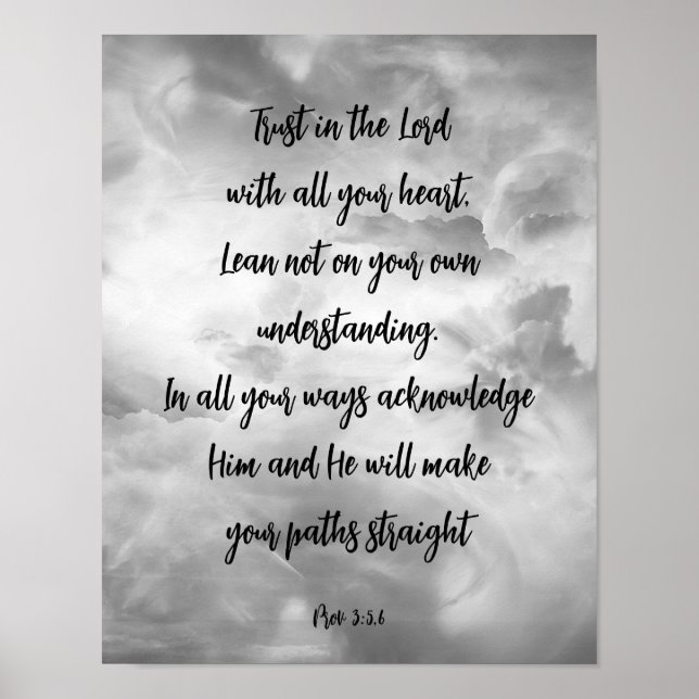 Trust in the Lord All Your Heart Psalm Quote  Poster (Front)
