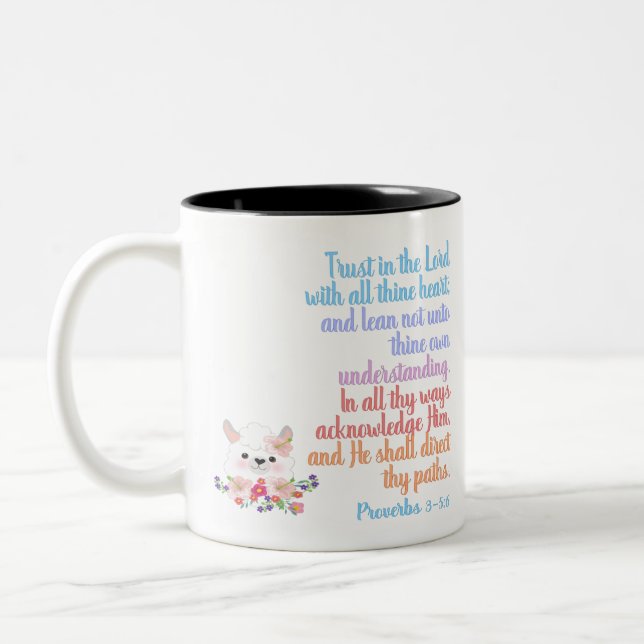 Trust in the Lord Bible Verse Two-Tone Coffee Mug (Left)