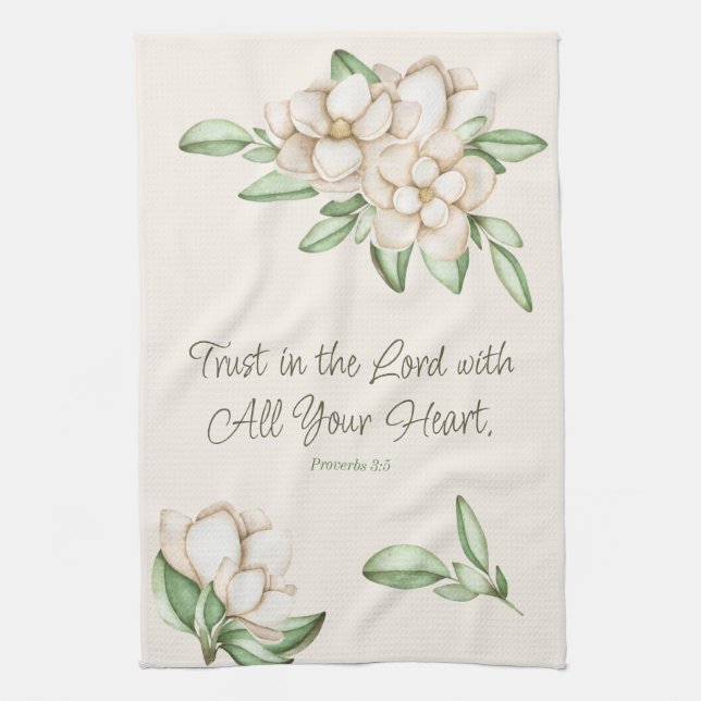 Trust in the Lord Elegant Bible Verse Botanical Tea Towel (Vertical)
