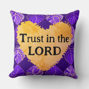 Trust In The Lord Fish Leaves Purple Peach Cushion
