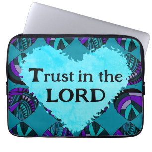 Trust In The Lord Fish Leaves Purple Teal Grey Laptop Sleeve