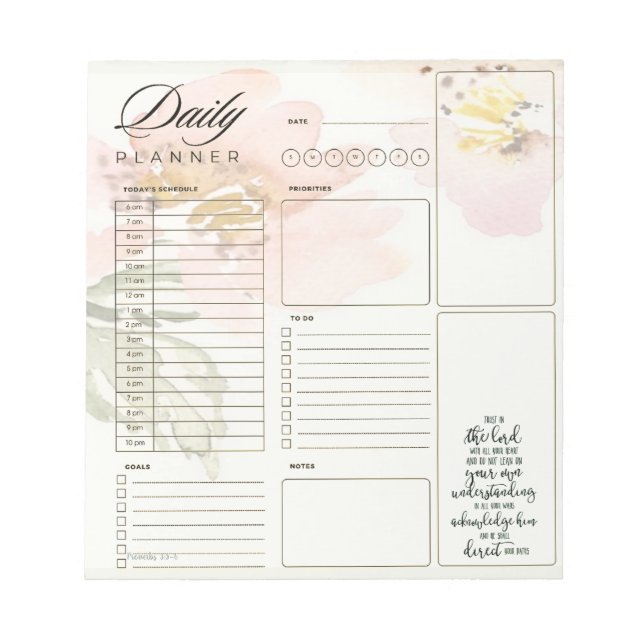 Trust in the Lord floral   day planner Notepad (Front)