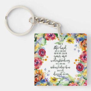 Trust in the Lord floral Key Ring
