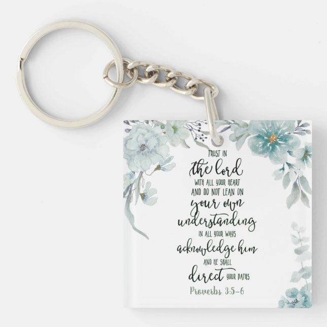 Trust in the Lord floral   Key Ring (Front)