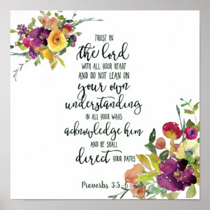 Trust in the Lord floral Poster