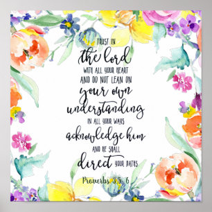 Trust in the Lord floral Poster