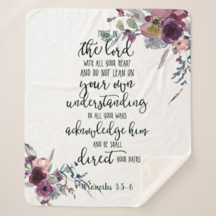 Trust in the Lord floral   Sherpa Blanket