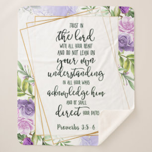 Trust in the Lord floral   Sherpa Blanket