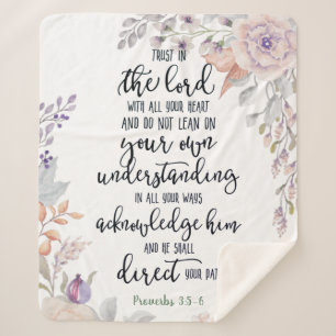 Trust in the Lord floral Sherpa Blanket