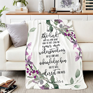 Trust in the Lord floral Sherpa Blanket