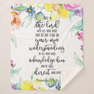 Trust in the Lord floral   Sherpa Blanket