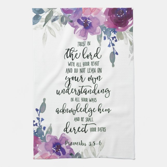 Trust in the Lord floral   Tea Towel (Vertical)