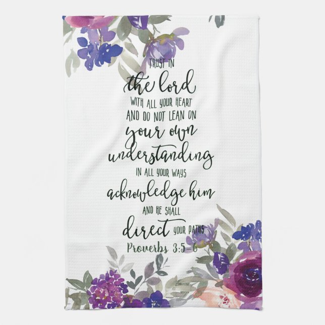 Trust in the Lord floral   Tea Towel (Vertical)