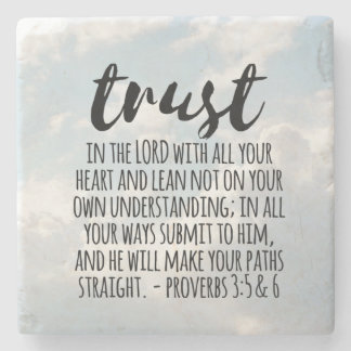 Trust in the Lord Proverbs 3:5-6 Stone Coaster