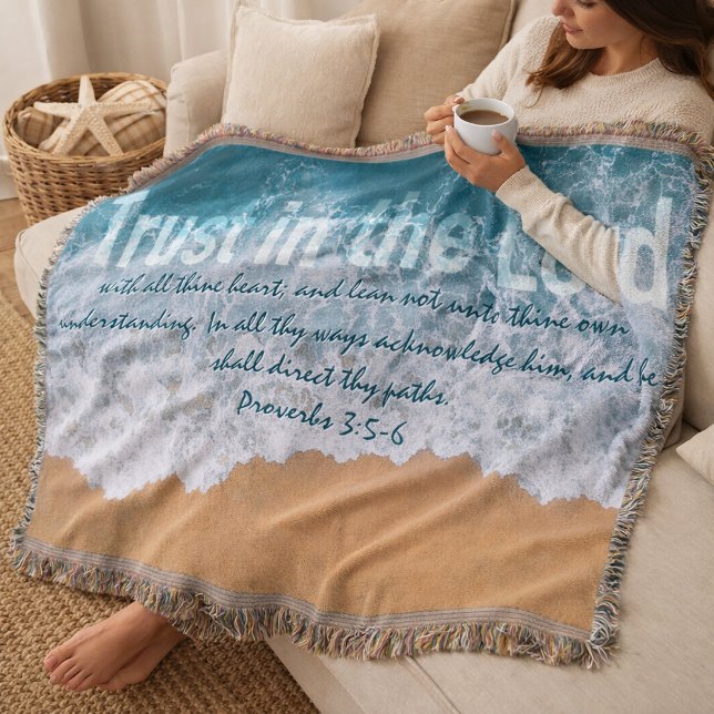 Trust in the Lord Proverbs 3 Coastal Throw Blanket (Creator Uploaded)