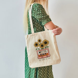 Trust in Vibe Boho Sunflower and Cattsette  Tote Bag