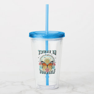 Trust in Yourself   Celestial Sun and Butterfly Acrylic Tumbler