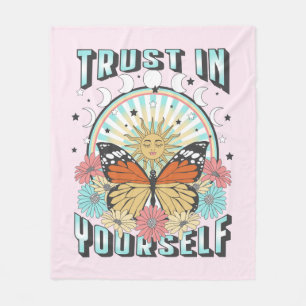 Trust in Yourself Celestial Sun and Butterfly Fleece Blanket