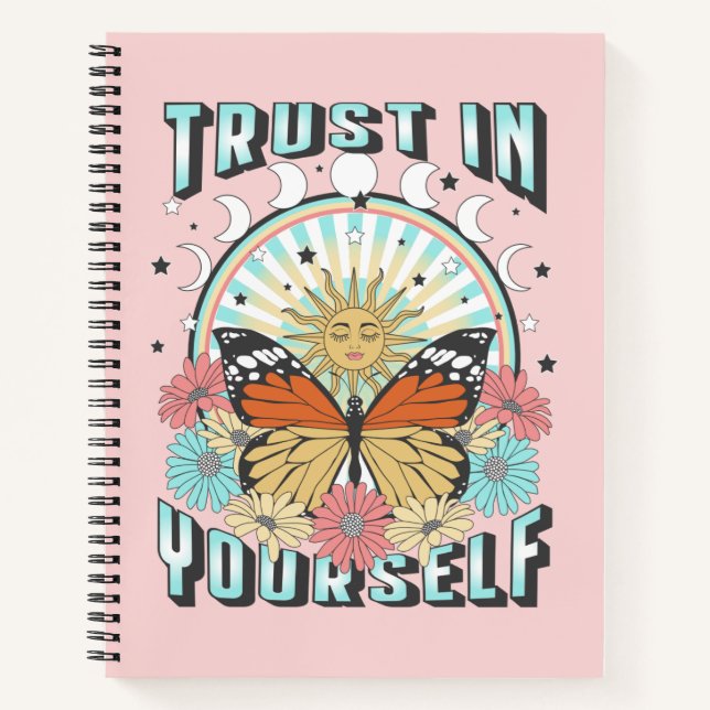 Trust in Yourself | Celestial Sun and Butterfly Notebook (Front)