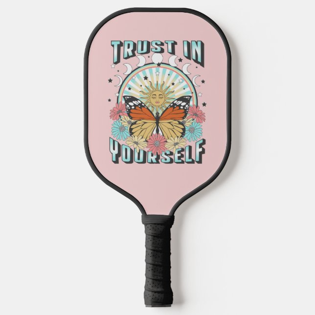 Trust in Yourself | Celestial Sun and Butterfly Pickleball Paddle (Front)
