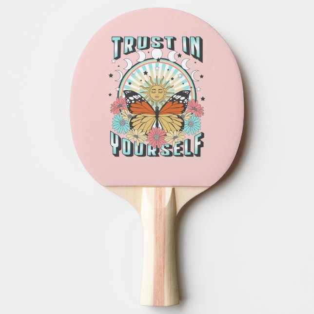 Trust in Yourself | Celestial Sun and Butterfly Ping Pong Paddle (Front)