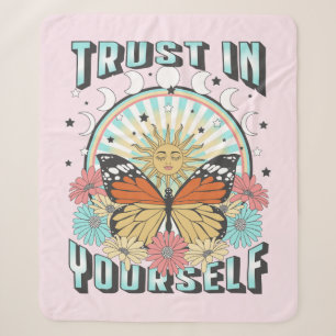 Trust in Yourself Celestial Sun and Butterfly Sherpa Blanket