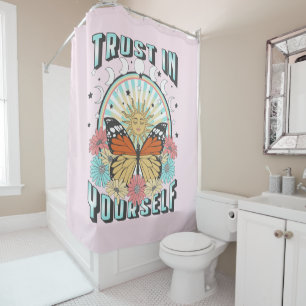 Trust in Yourself   Celestial Sun and Butterfly Shower Curtain