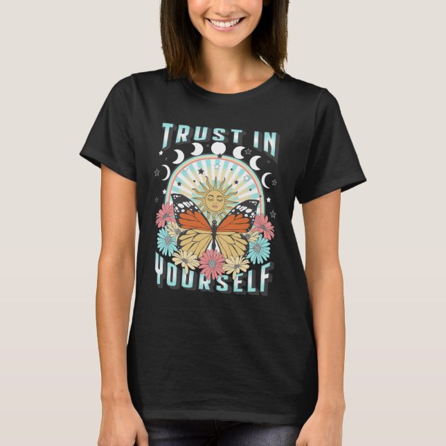 Trust in Yourself | Celestial Sun and Butterfly T-Shirt (Front)
