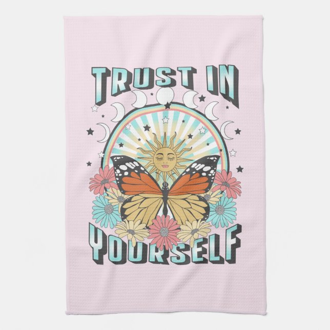 Trust in Yourself | Celestial Sun and Butterfly Tea Towel (Vertical)