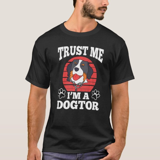 Trust Me I`m A Dogtor Promotion Collie Stethoscope T-Shirt (Front)