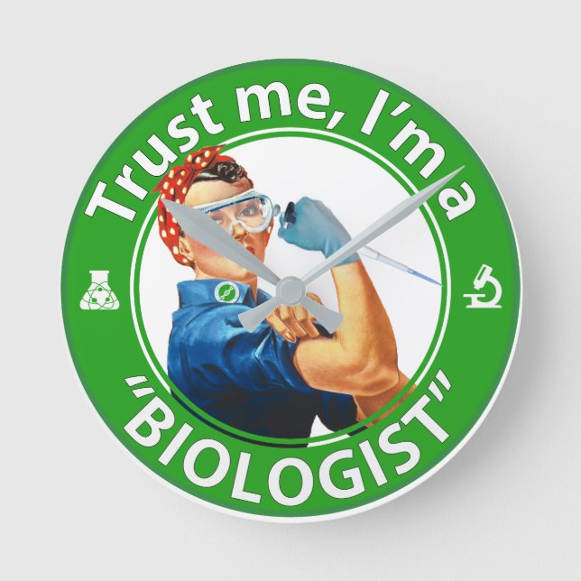 Trust me, I'm a "Biologist" logo wall clock (Front)